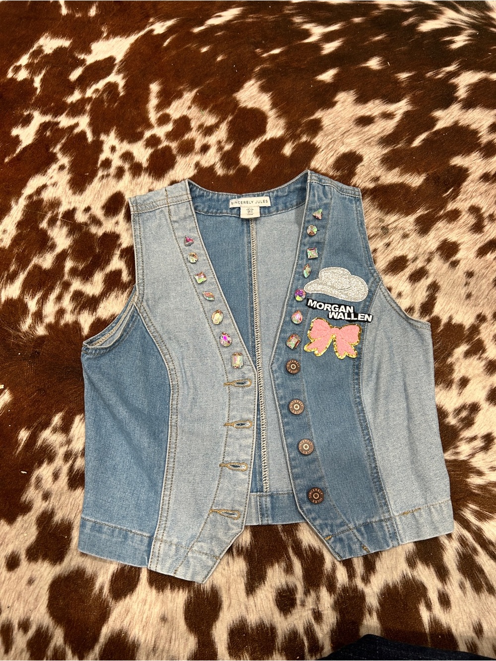 Morgan Wallen  custom  handmade  Denim PatchesVest size  small